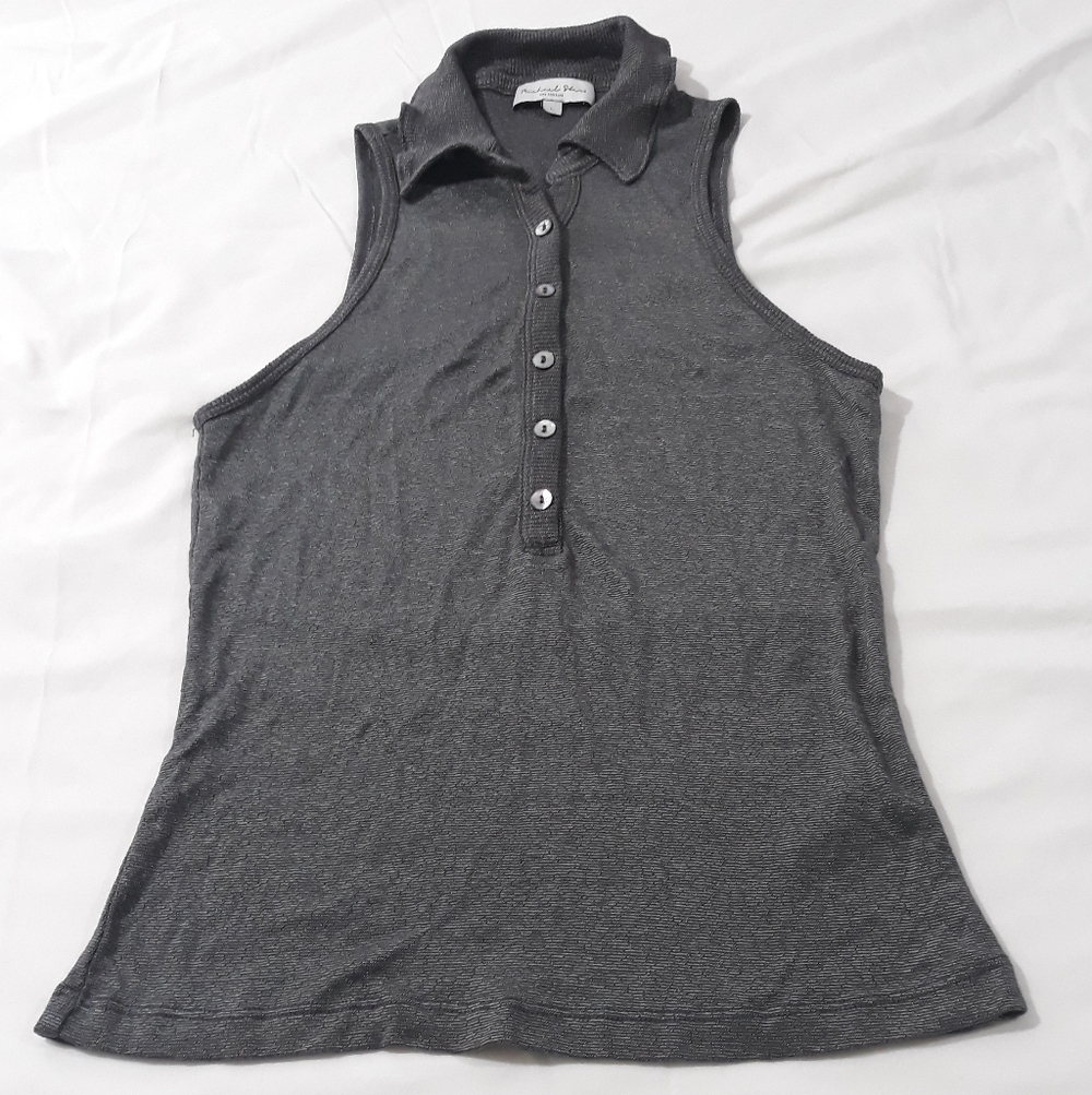 Michael Stars Gray Sleeveless Polo Top Size Large